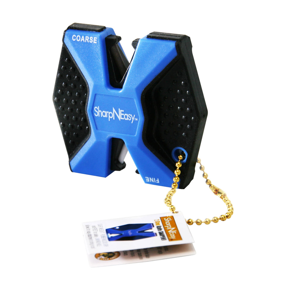 AccuSharp SharpNEasy 2-Step Sharpener Stationary Ceramic Rods Coarse Fine Plastic Handle Black/Blue