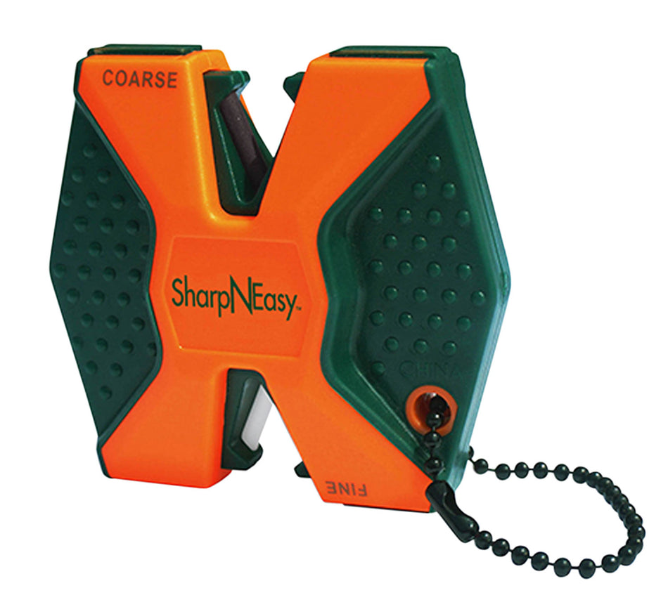AccuSharp SharpNEasy Two-Step Sharpener Fine Coarse Ceramic Rods Overmolded Grip Black/Orange