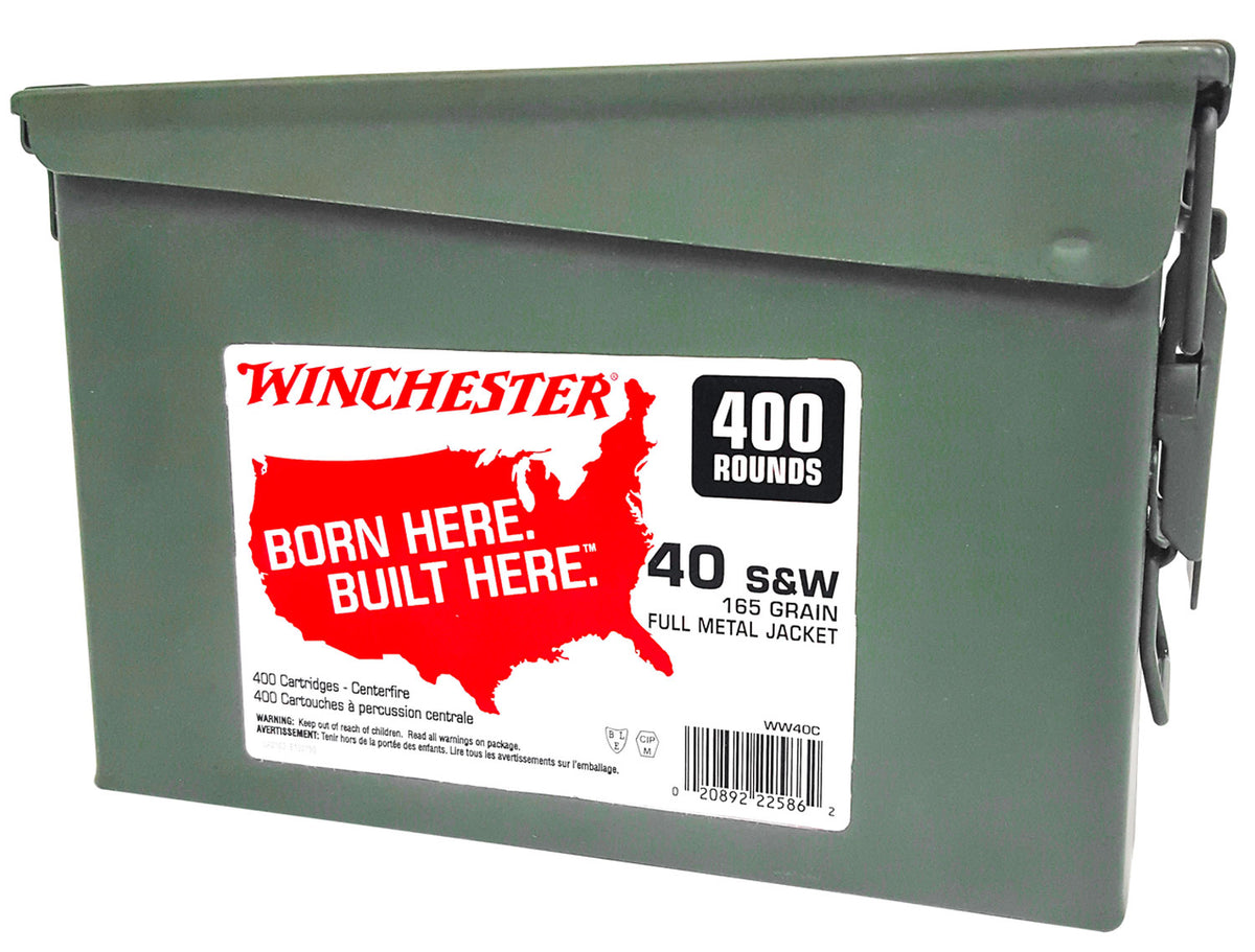 Winchester .40 S&W WW40C USA Ammo Can Full Metal Jacket Truncated Cone 165 Grain