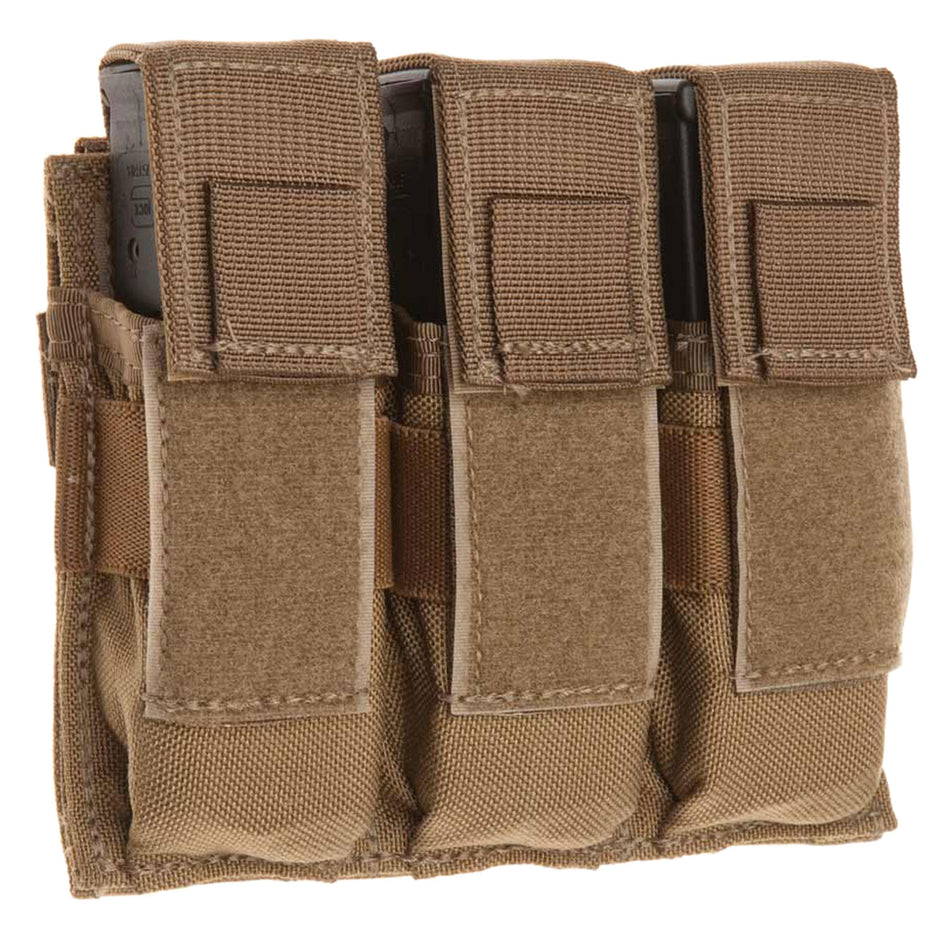 Tacshield T3603CY MOLLE Triple Pistol Mag Pouch Universal Coyote 1000 Denier Nylon