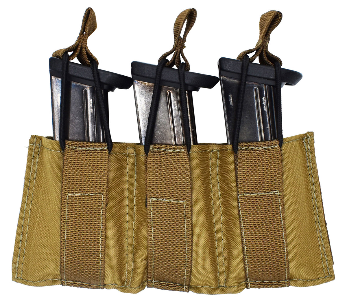 Tacshield T3608CY MOLLE Triple Pistol Speed Load Mag Pouch Coyote 1000 Denier Nylon