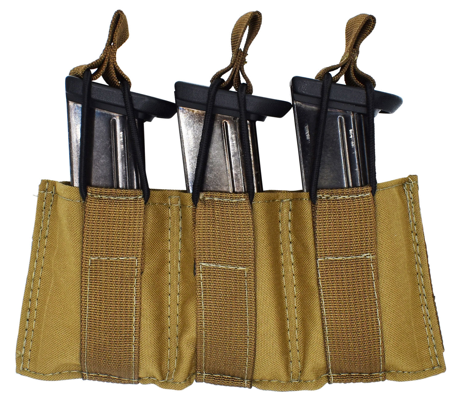 Tacshield T3608CY MOLLE Triple Pistol Speed Load Mag Pouch Coyote 1000 Denier Nylon