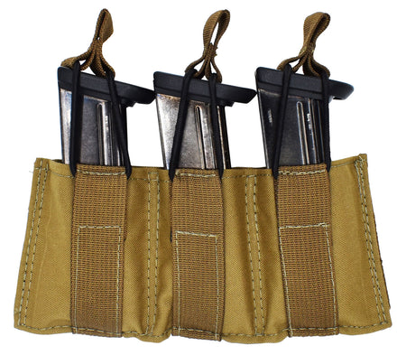 Tacshield T3608CY MOLLE Triple Pistol Speed Load Mag Pouch Coyote 1000 Denier Nylon