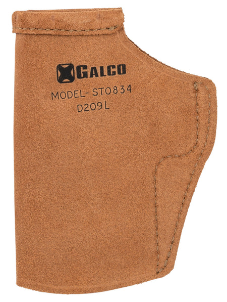 Galco STO834 Stow-N-Go Right Hand IWB Holster - Natural Leather, Belt Clip, Glock 48/48 MOS/S&W M&P Shield EZ