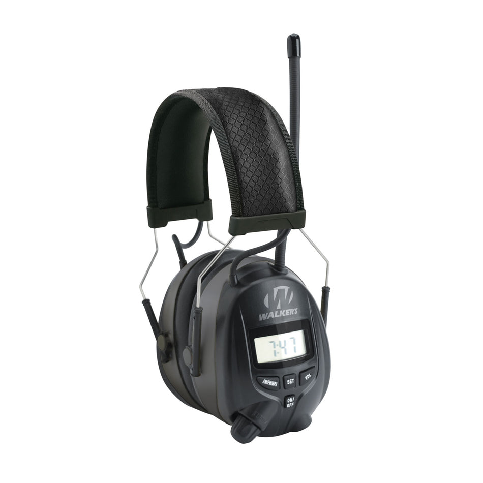 Walker's GWPRDOM AM/FM Digital Muff 25 NRR Built-In Radio Over-the-Head Black Polymer