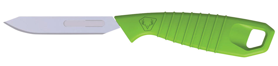 HME Super Lite Replace-A-Blade Tanto Plain Stainless Steel with Green TPR Handle Includes 5 Scalpel Blades and Polypropylene Sheath