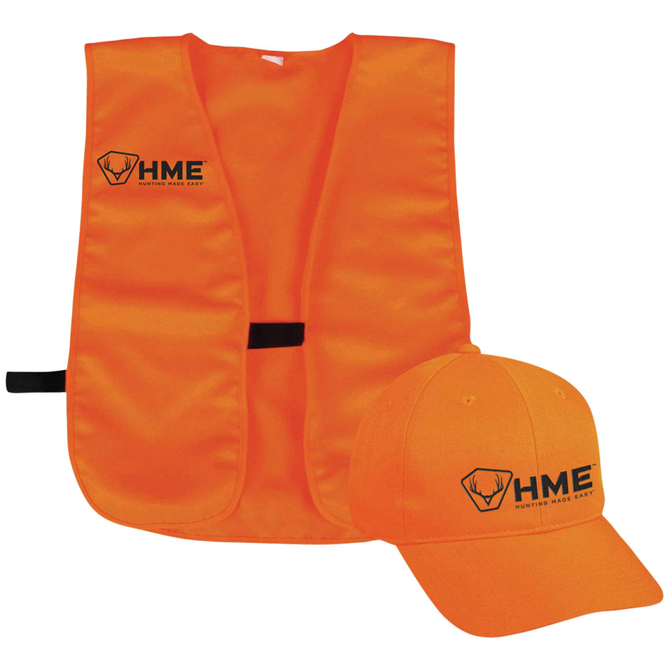 HME Safety Vest with Orange Cap OSFA Blaze Orange Polyester Unisex