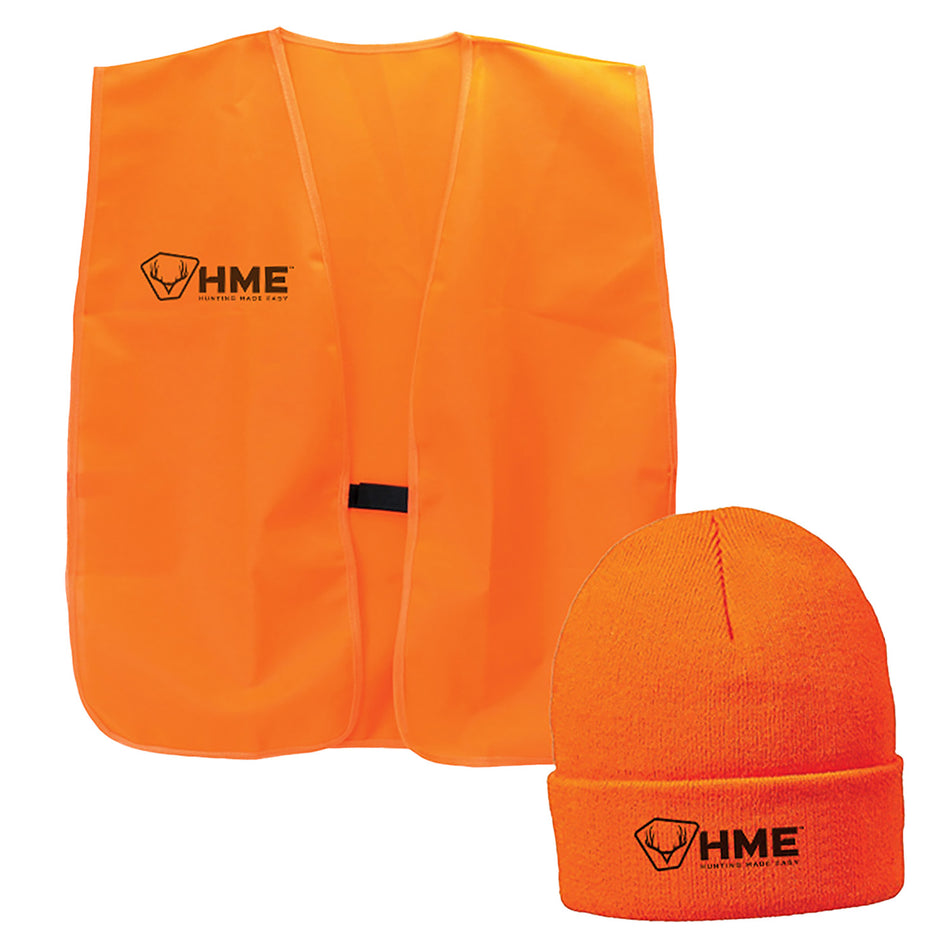 HME Safety Vest with Blaze Orange Beanie OSFA Polyester Machine Washable