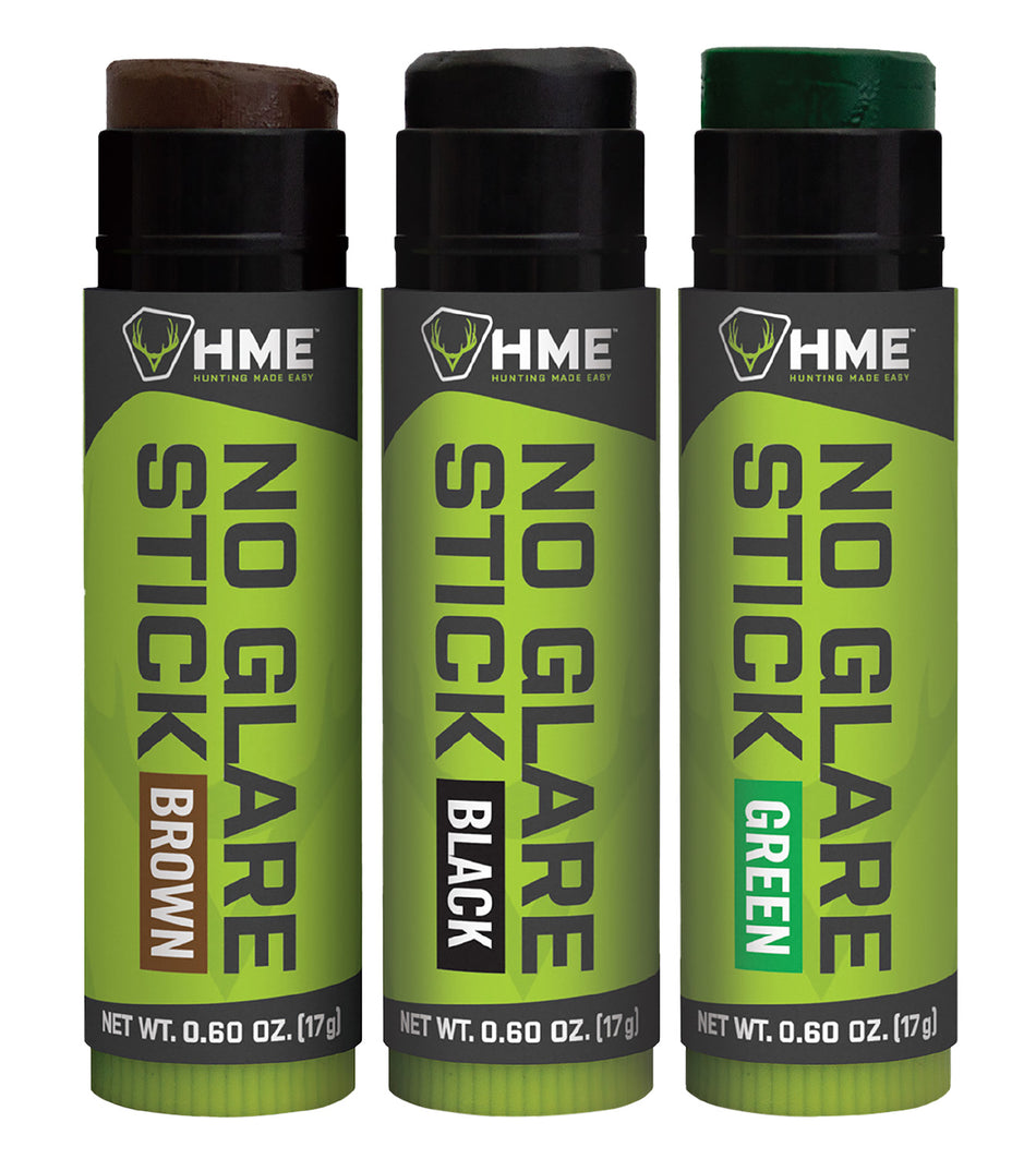 HME HMESTK3PK Glare-Reducing Face Paint Sticks Black/Brown/Dark Green