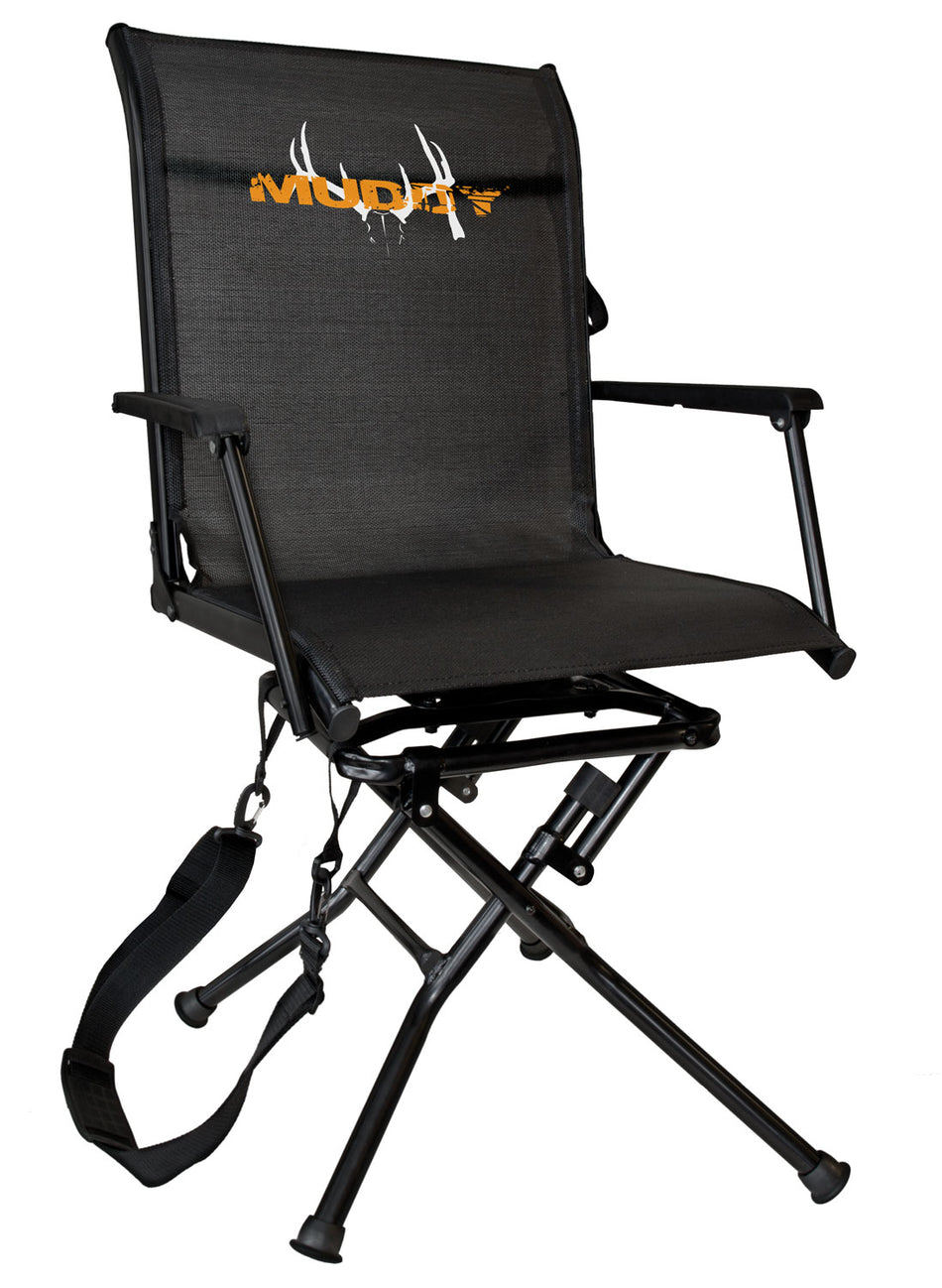 Muddy MUDMGS400 Steel Swivel Ground Seat with Armrests Black
