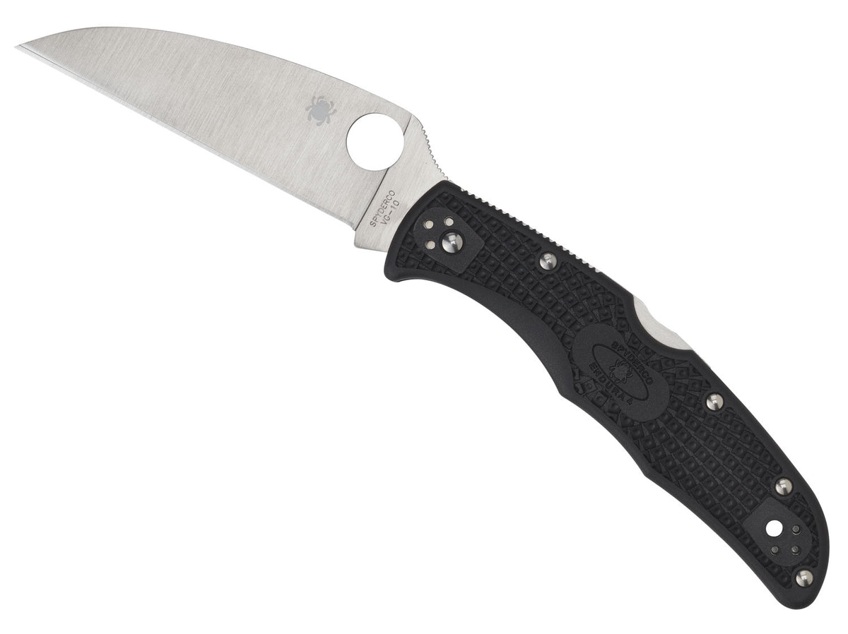 Spyderco C10FPWCBK Endura 4 LW Wharncliffe 3.78" Plain VG-10 SS Blade Black Bi-Directional Texture FRN Handle