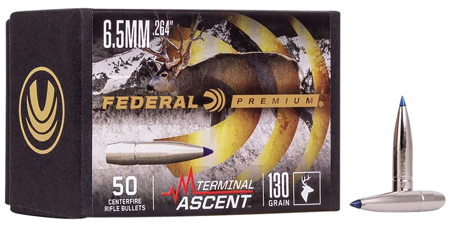 Federal Terminal Ascent Component 6.5mm 130gr Long-Range Bullets 50 Per Box