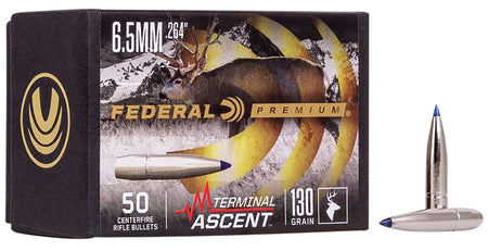 Federal Terminal Ascent Component 6.5mm 130gr Long-Range Bullets 50 Per Box