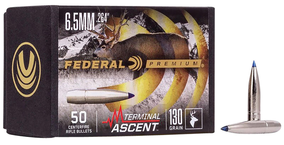 Federal Terminal Ascent Component 6.5mm 130gr Long-Range Bullets 50 Per Box