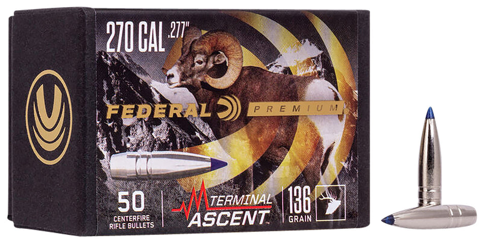 Federal Terminal Ascent Component 270 Win 136gr Long-Range Bullets 50 Per Box