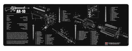TekMat TEKR36AR10 AR-10 Cleaning Mat 12"x36" Black/White Rubber with Parts Diagram