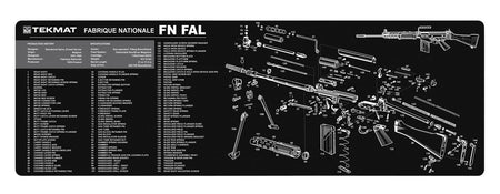 TekMat TEKR36FNFAL FN-FAL Cleaning Mat 12"x36" Black/White Rubber with Parts Diagram