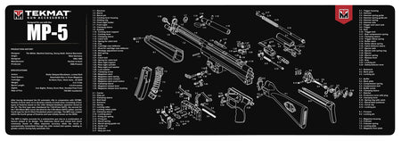 TekMat TEKR36HKMP5 HK MP5 Cleaning Mat 12x36 Inch Rubber with Parts Diagram