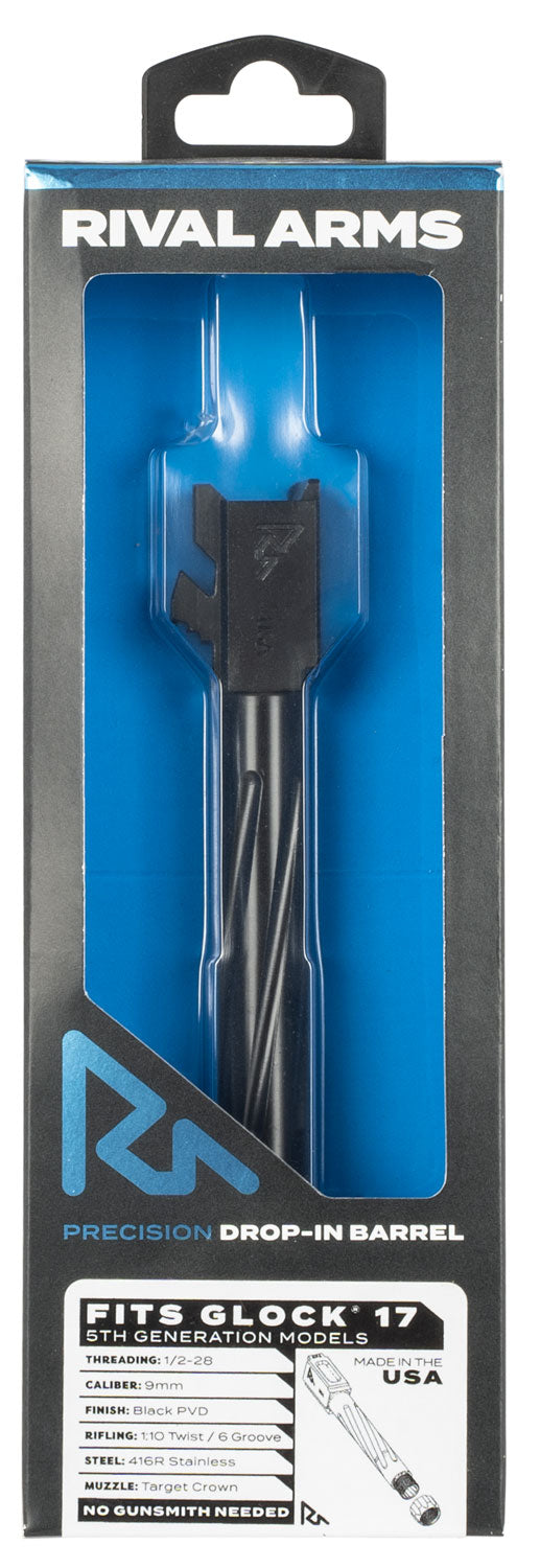Rival Arms Precision V1 Drop-In Barrel 9mm Luger 4.49" Black PVD Stainless Steel Threaded Glock 17 Gen5