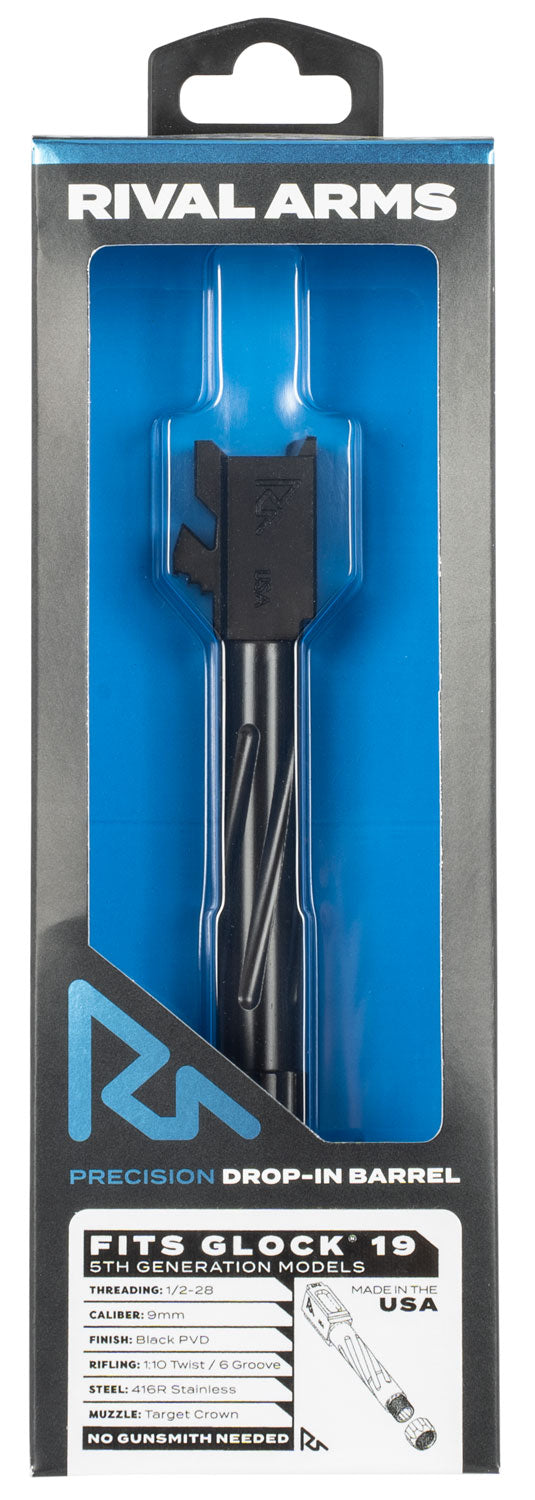 Rival Arms Precision V1 Drop-In Barrel 9mm Luger 4.02" Black PVD Stainless Steel Threaded Glock 19 Gen5