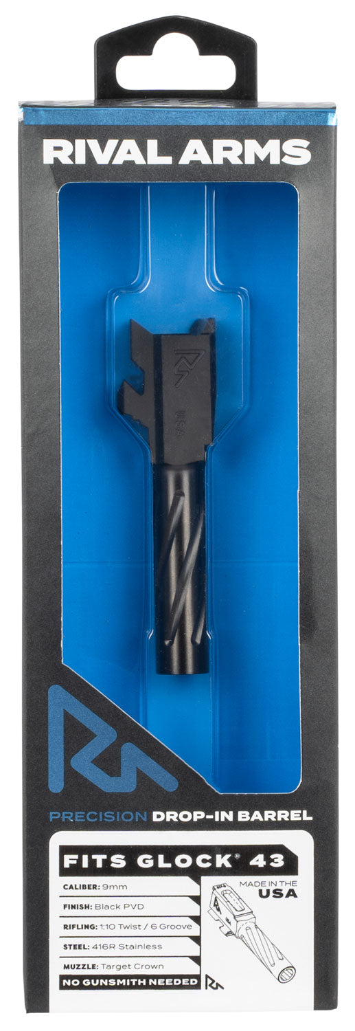 Rival Arms Precision V1 Drop-In Barrel 9mm Luger 3.41" Black PVD Stainless Steel Glock 43
