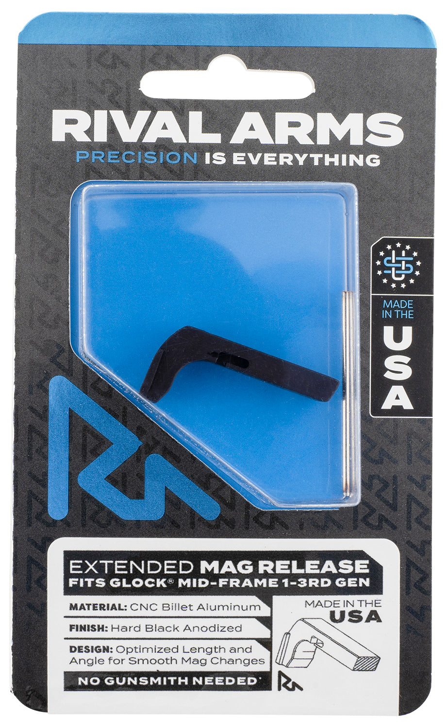 Rival Arms Extended Mag Release Glock Gen3 (Except 21SF) Black Anodized Aluminum RA72G001A