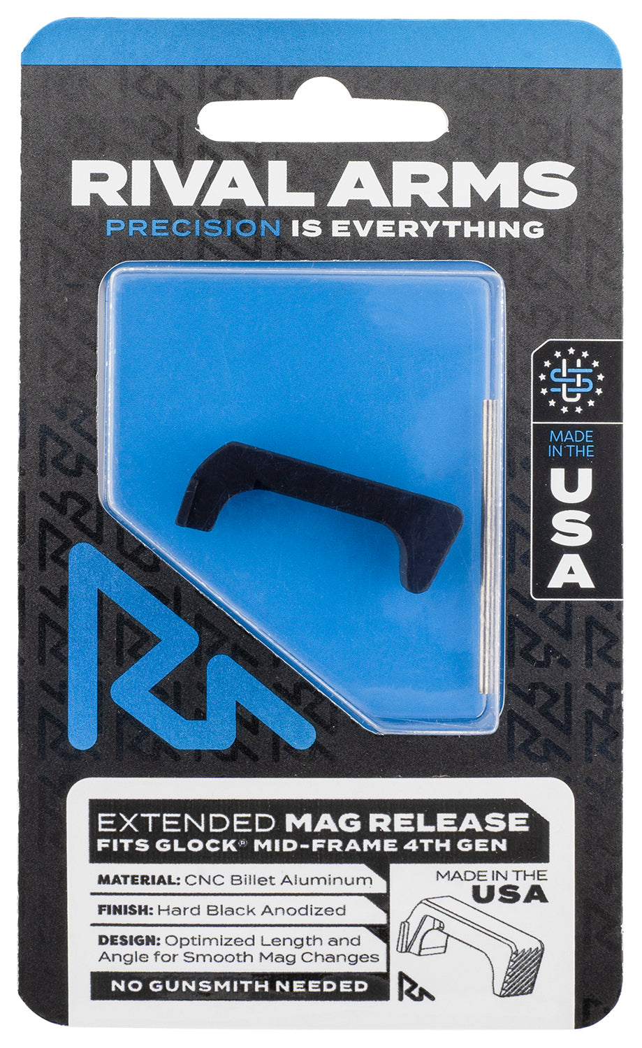 Rival Arms Extended Mag Release Glock Gen4 Reversible Black Anodized Aluminum RA72G002A
