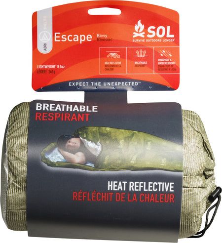 SOL Escape Bivvy Waterproof OD Green Backcountry Emergency Sleeping Shelter