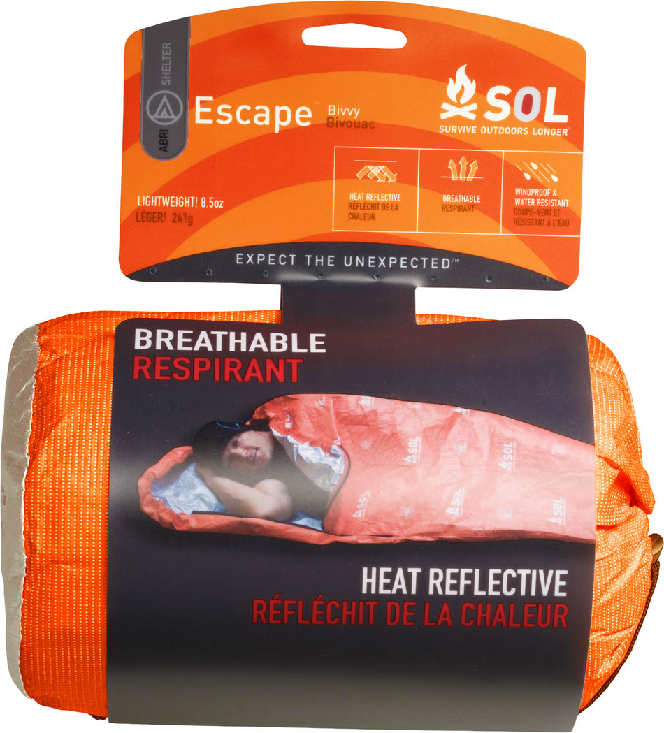 SOL Escape Bivvy Waterproof Orange Backcountry Emergency Sleeping Shelter
