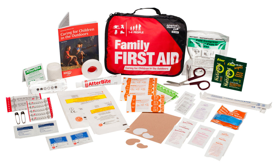 Adventure Medical Kits Adventure Family Outdoor First Aid Kit Black and Red with Children's Care Guide