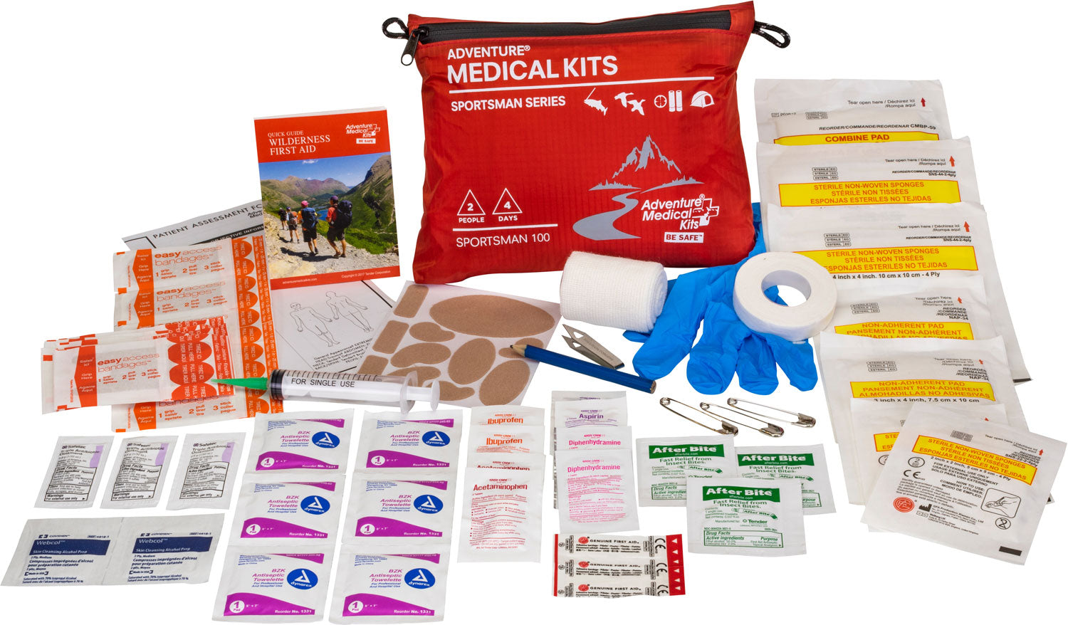 Adventure Medical Kits Sportsman 100 Waterproof Backcountry Medical Kit Red for 2 People