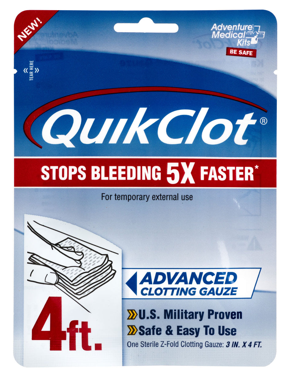 Adventure Medical Kits QuikClot Stop Bleeding Hemostatic Gauze 3" x 48" White