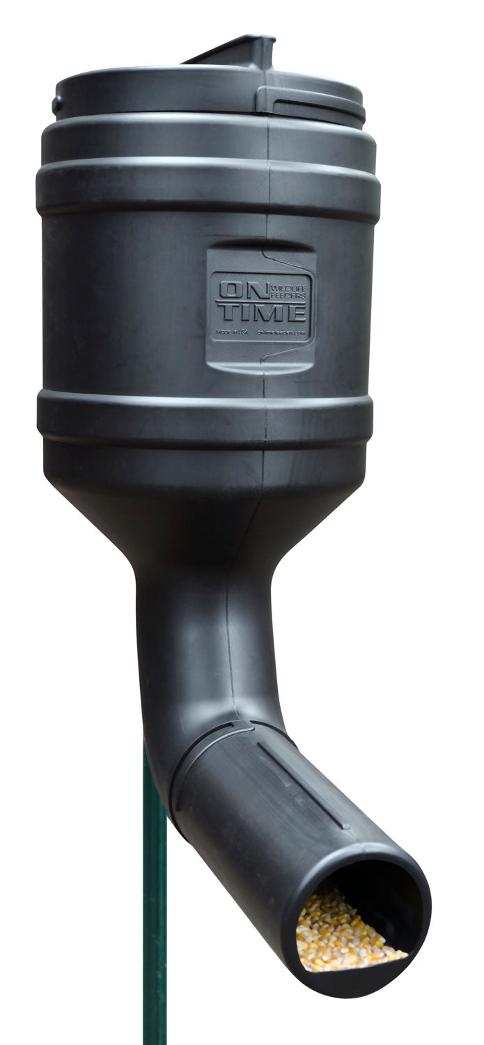 On Time 71800 80 lb T-Post Gravity Wildlife Feeder, UV Resistant, Tree or T-Post Mount, Black