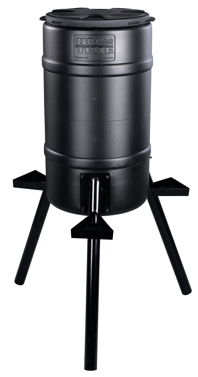 On Time 71540 Buckeye 200 lb Gravity Wildlife Feeder, 3 Feed Trays, Removable Lid, Polyethylene