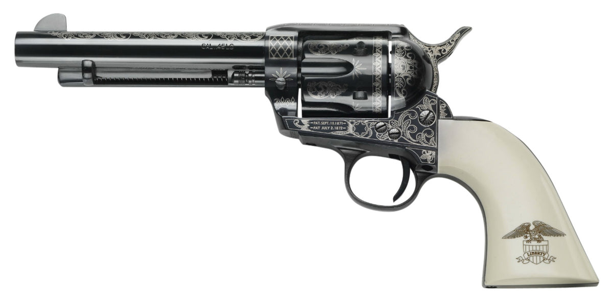 Pietta 1873 GW2 Liberty .45 Colt 6-Shot 4.75in Engraved Revolver, Ultra Ivory Grip with Eagle Motif