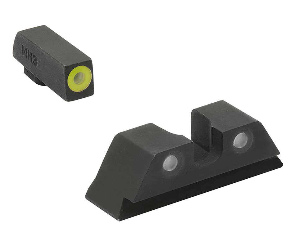 Meprolight USA 402243121 Hyper-Bright Tritium Sight Set Yellow Front/Black Rear Glock 17/17L/19/22