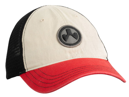 Magpul Icon Patch Garment Washed Trucker Hat Stone/Red/Black Snapback OSFA Unstructured MAG1105-110