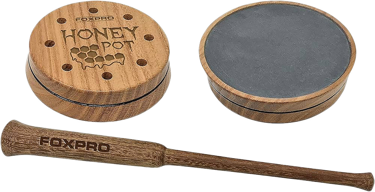 FOXPRO Honey Pot Slate Surface Turkey Pot Call with Ipe Striker