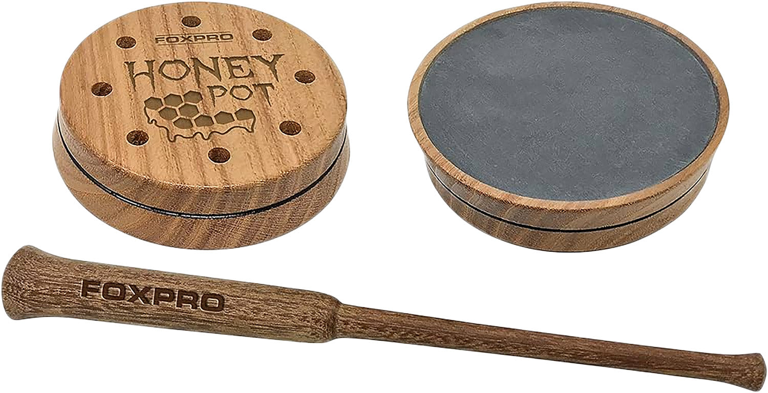 FOXPRO Honey Pot Slate Surface Turkey Pot Call with Ipe Striker