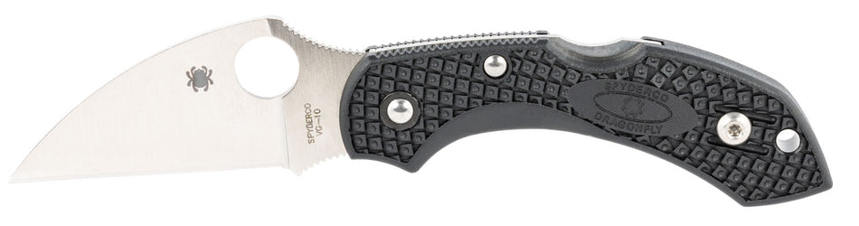 Spyderco C28FPWCBK2 Dragonfly 2 LW Wharncliffe 2.28" Plain VG-10 SS Blade Black Bi-Directional Texture FRN Handle