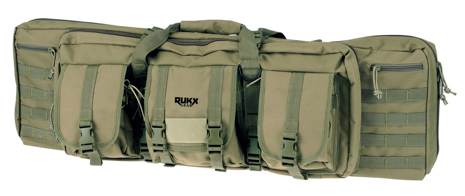 Rukx Gear 36" Double Rifle Case Green 600D Polyester Water Resistant Reinforced Velcro