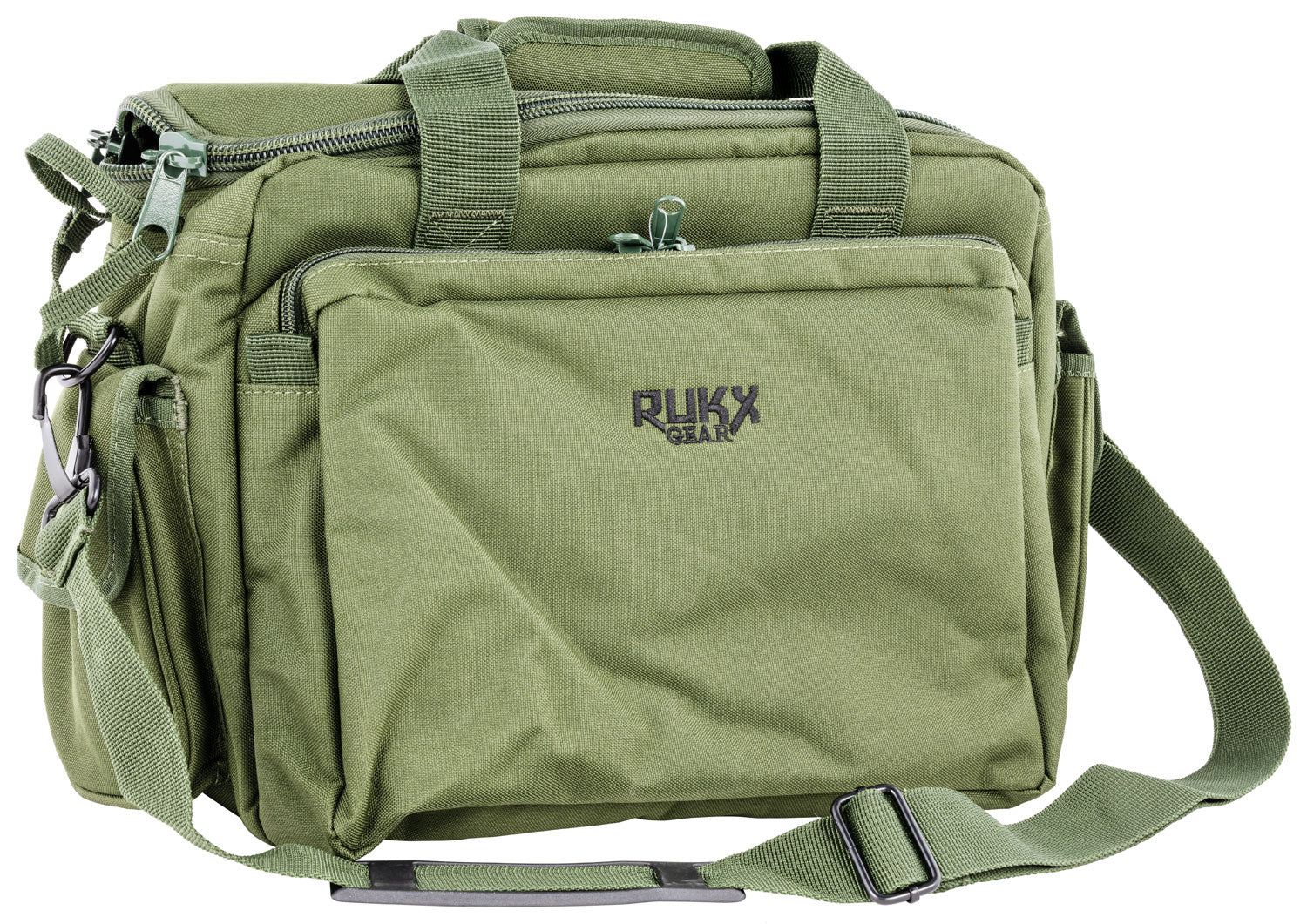 Rukx Gear Tactical Range Bag Water Resistant Green 600D Polyester with Handgun Pocket