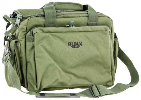Rukx Gear Tactical Range Bag Water Resistant Green 600D Polyester with Handgun Pocket
