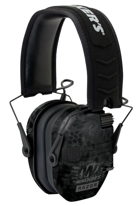 Walker's GWPRSEMYP Razor Slim Electronic Muff 23 NRR Typhoon Camo Black Polymer