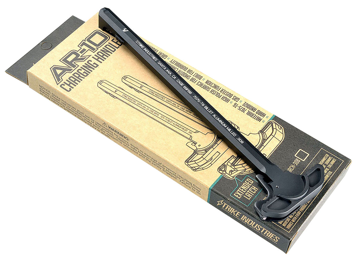 Strike ARCHEL308BK AR-10 Extended Latch Charging Handle Black Hard Anodized Aluminum