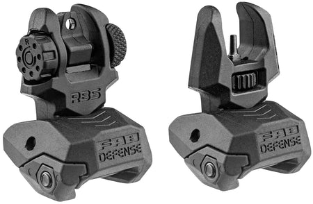 FAB Defense FXFRBS Folding BUIS Front & Rear Set AR-15/M4 Dual Aperture Rear Black