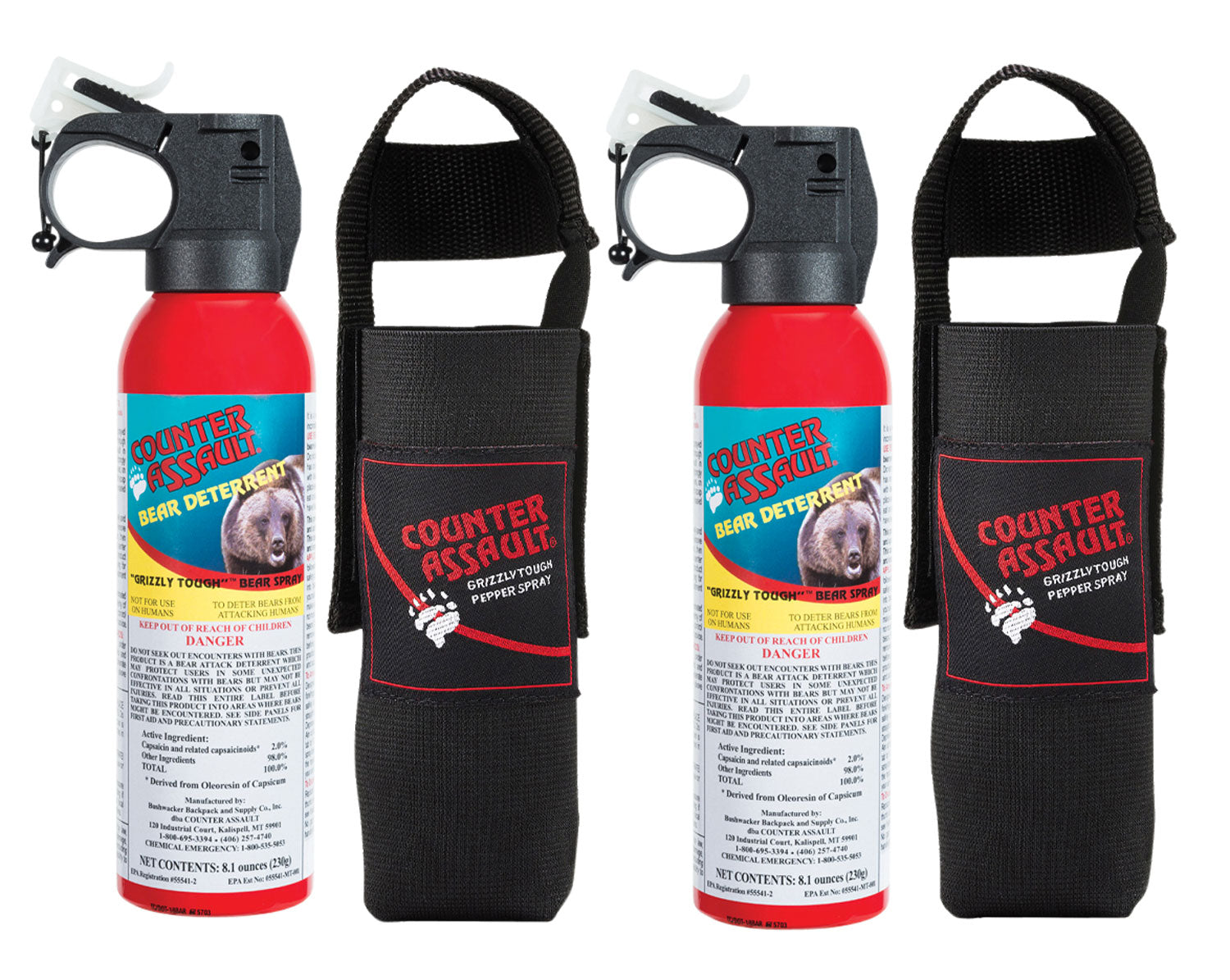 Counter Assault 15067015 Bear Deterrent 8.1 oz Two-Pack Includes 2 Nylon Holsters