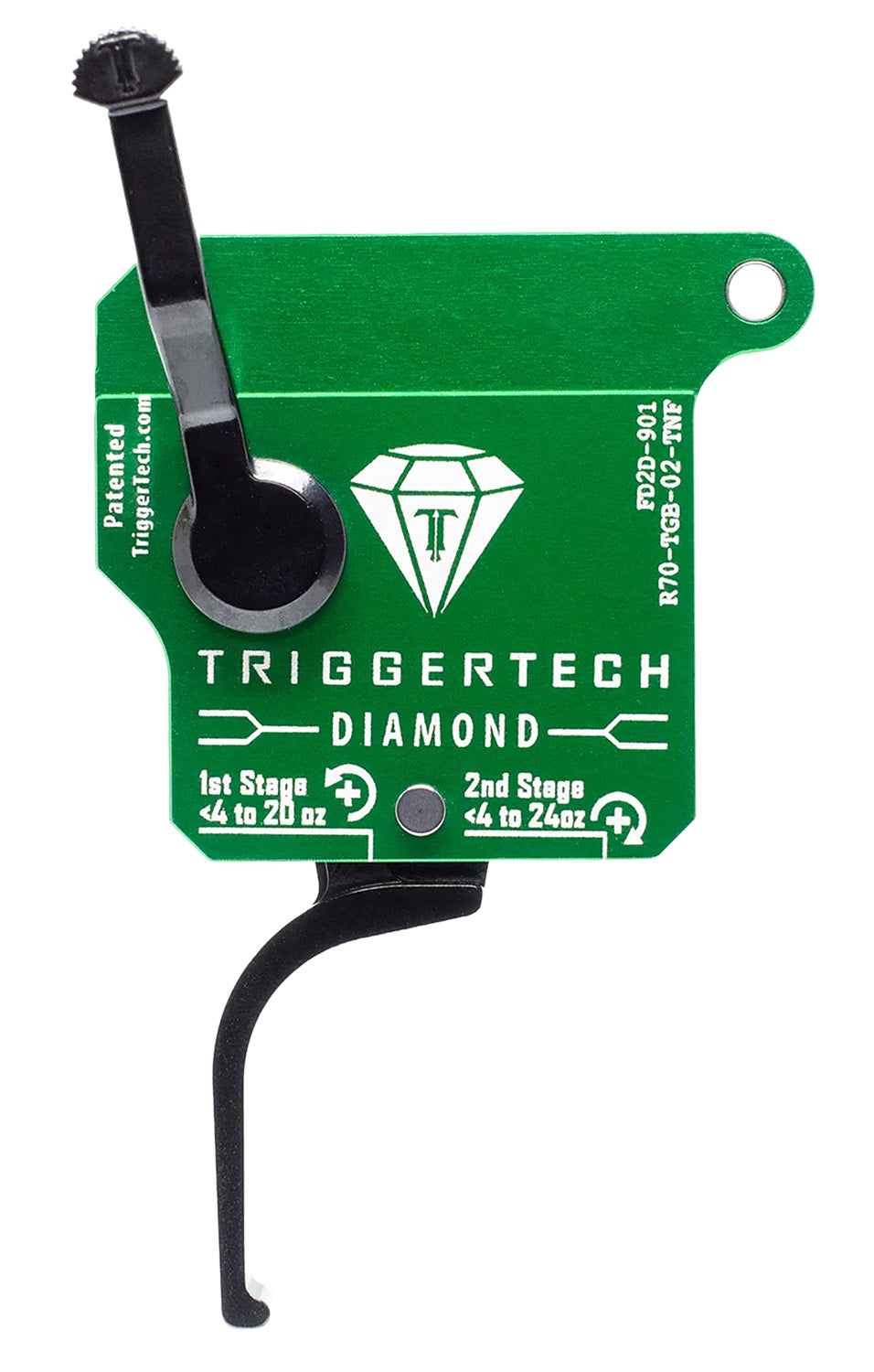 TriggerTech R70TGB02TNF Rem 700 Diamond Two-Stage Flat Trigger, Right Hand 0.5-2.8 lb Green w/Black