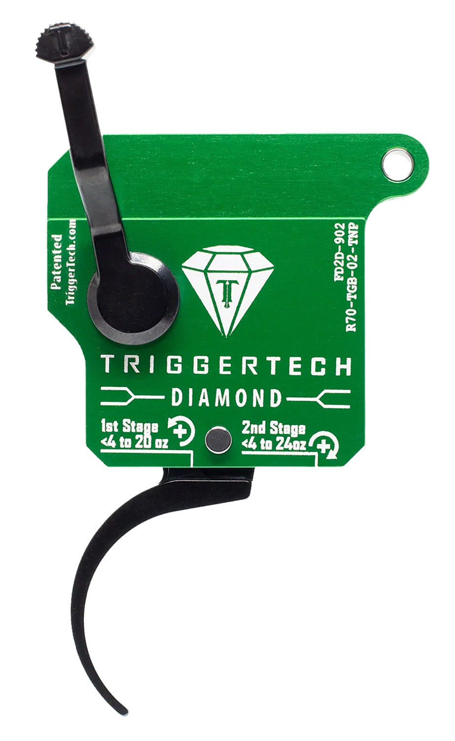 TriggerTech R70TGB02TNP Rem 700 Diamond Two-Stage Pro Curved Trigger, Right 0.5-2.8 lb Green/Black