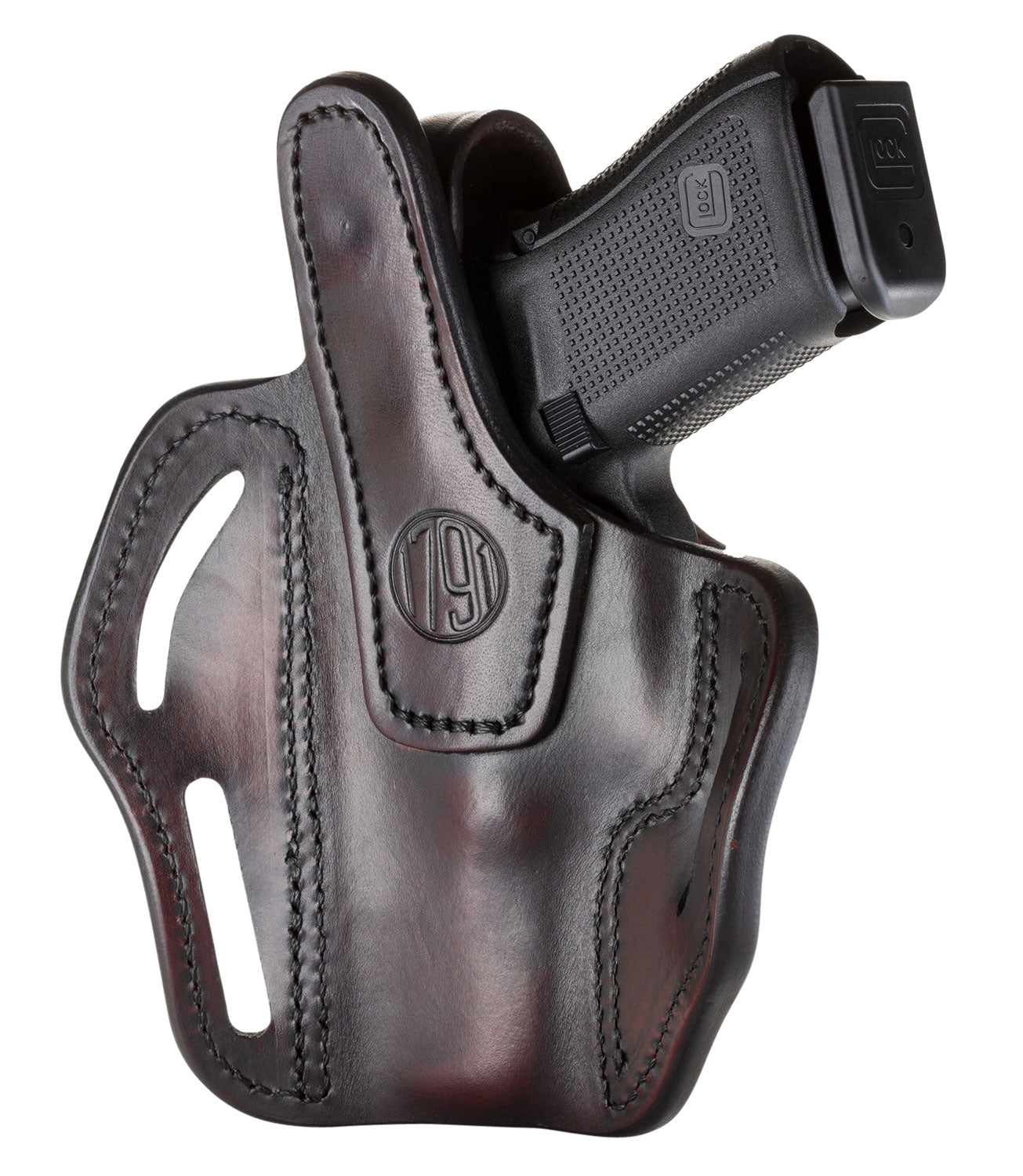 1791 Gunleather BHX3SBRR OWB Holster Size 03 Signature Brown Leather Belt Slide - Glock 17/Sig P228 Right Hand